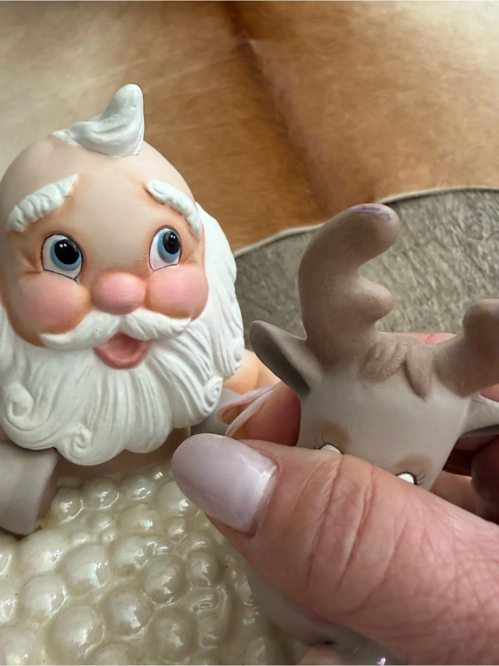 Adorable Santa and Reindeer Ceramic Decor